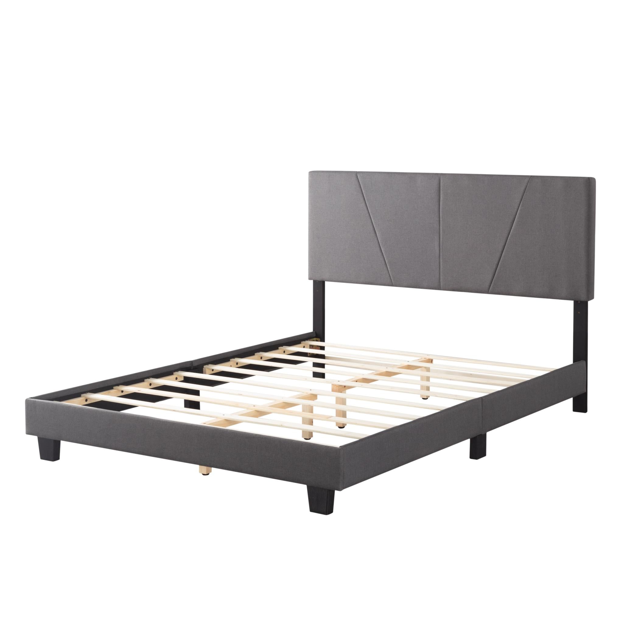 Dark Gray Queen Size Platform Bed Frame