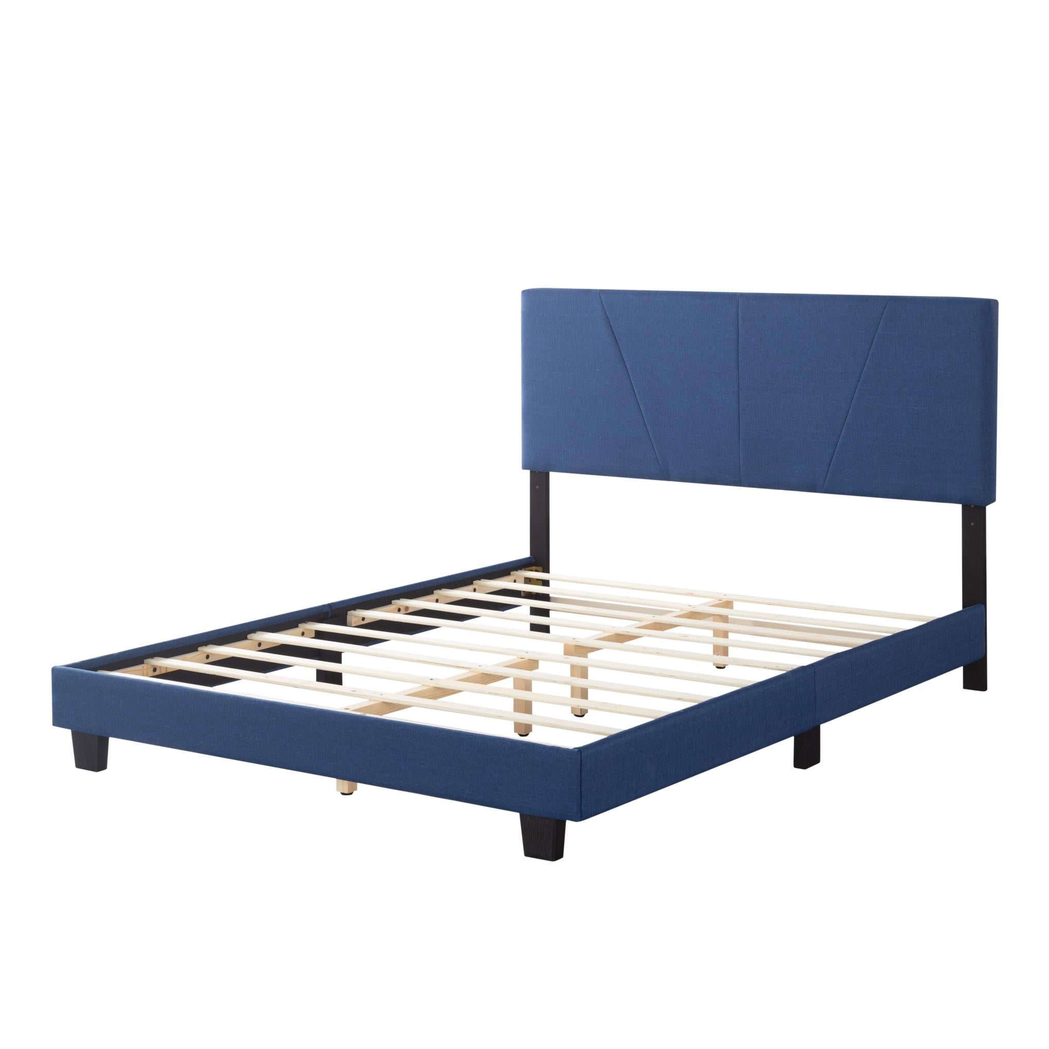 Royal Blue Queen Size Platform Bed Frame