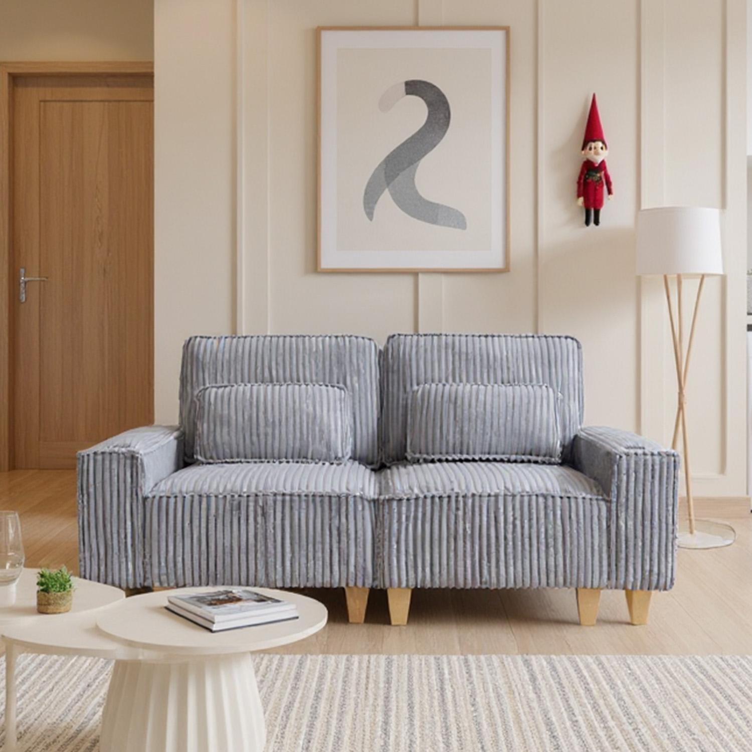 Cool-Tone Gray Corduroy Nova Love Seat