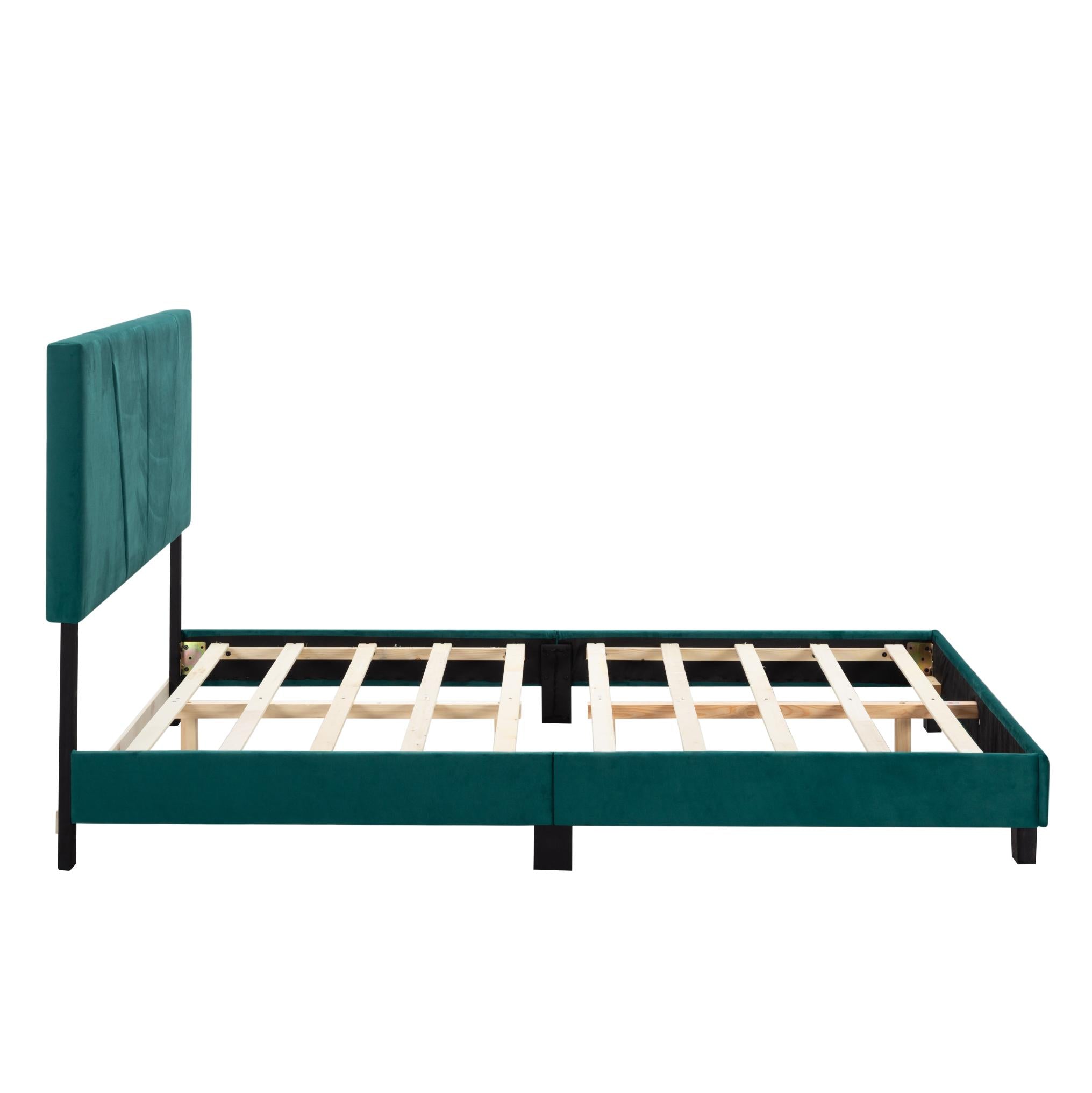 Green Queen Size Platform Bed Frame