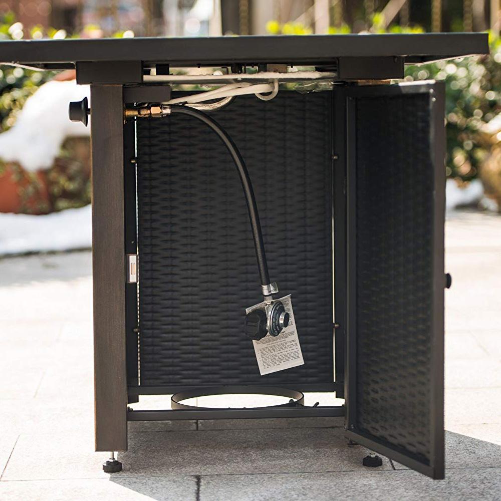 Black Square Propane Fire Pit Table