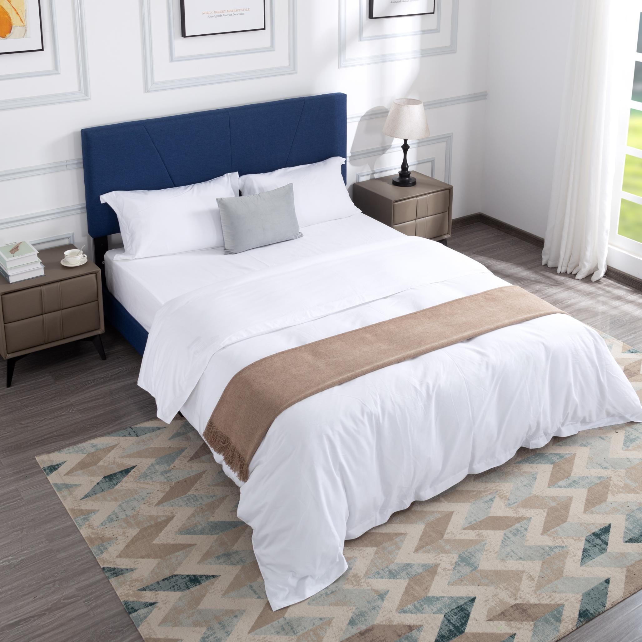 Royal Blue Queen Size Platform Bed Frame