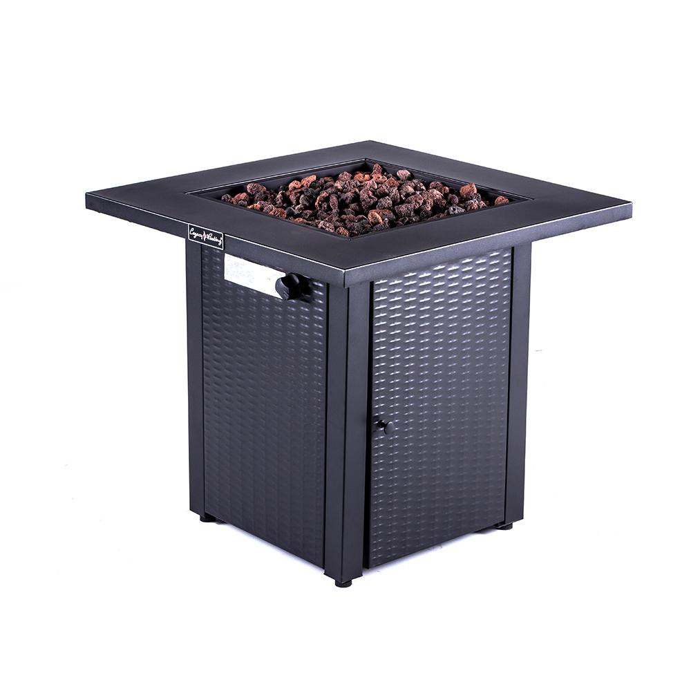 Black Square Propane Fire Pit Table