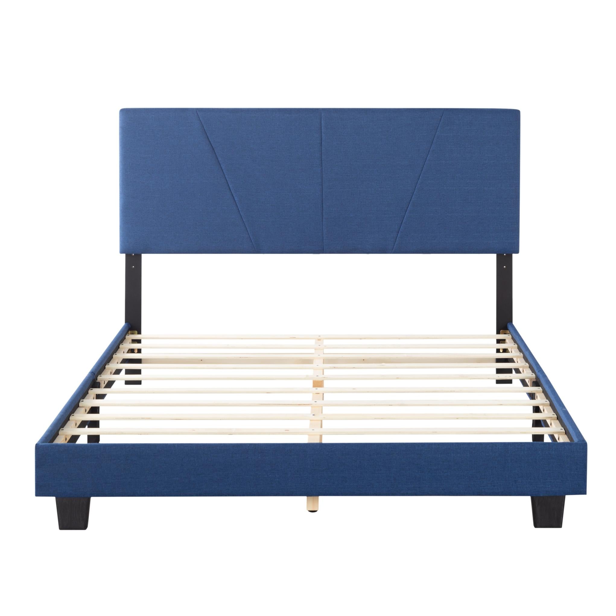 Royal Blue Queen Size Platform Bed Frame