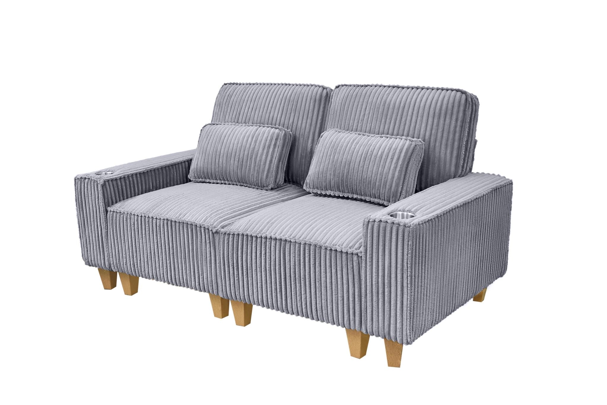Cool-Tone Gray Corduroy Nova Love Seat