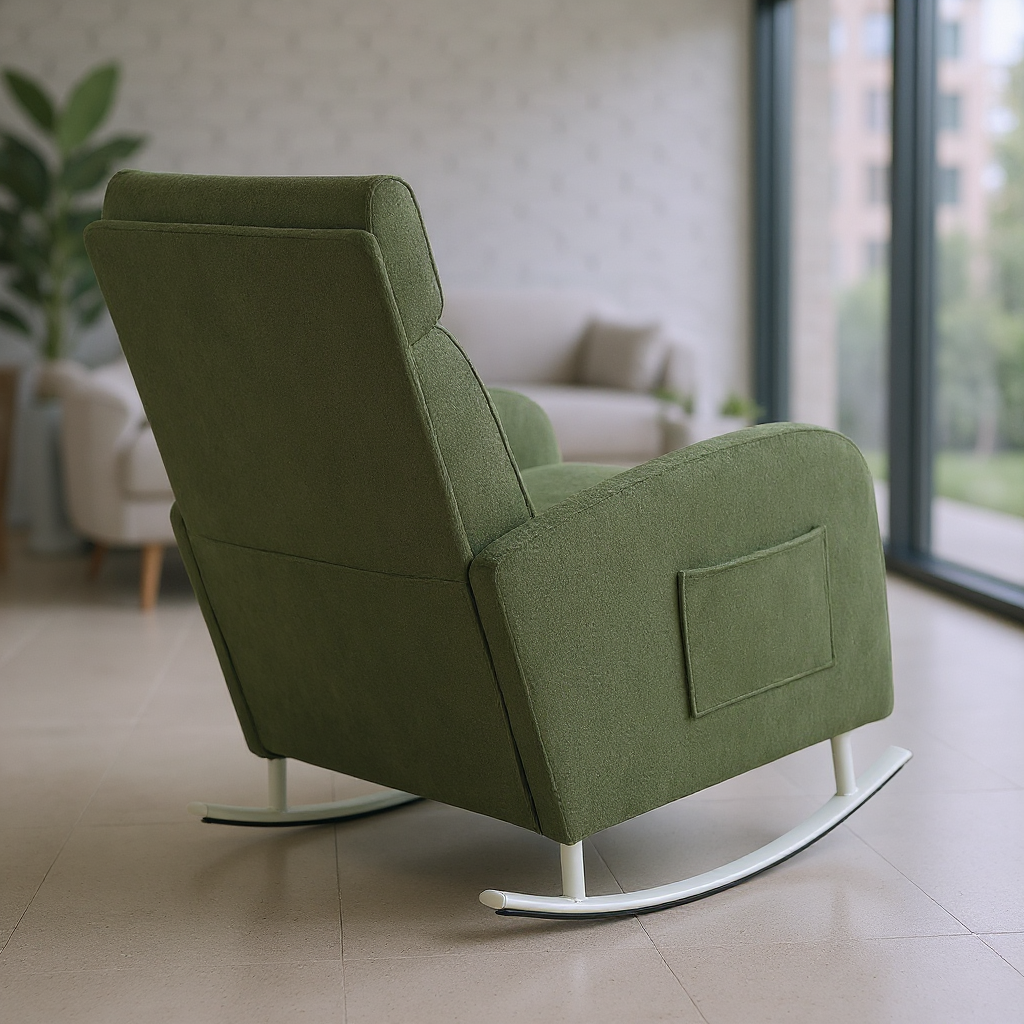 Green Nursery Rocking Accent Chair withSide pocket