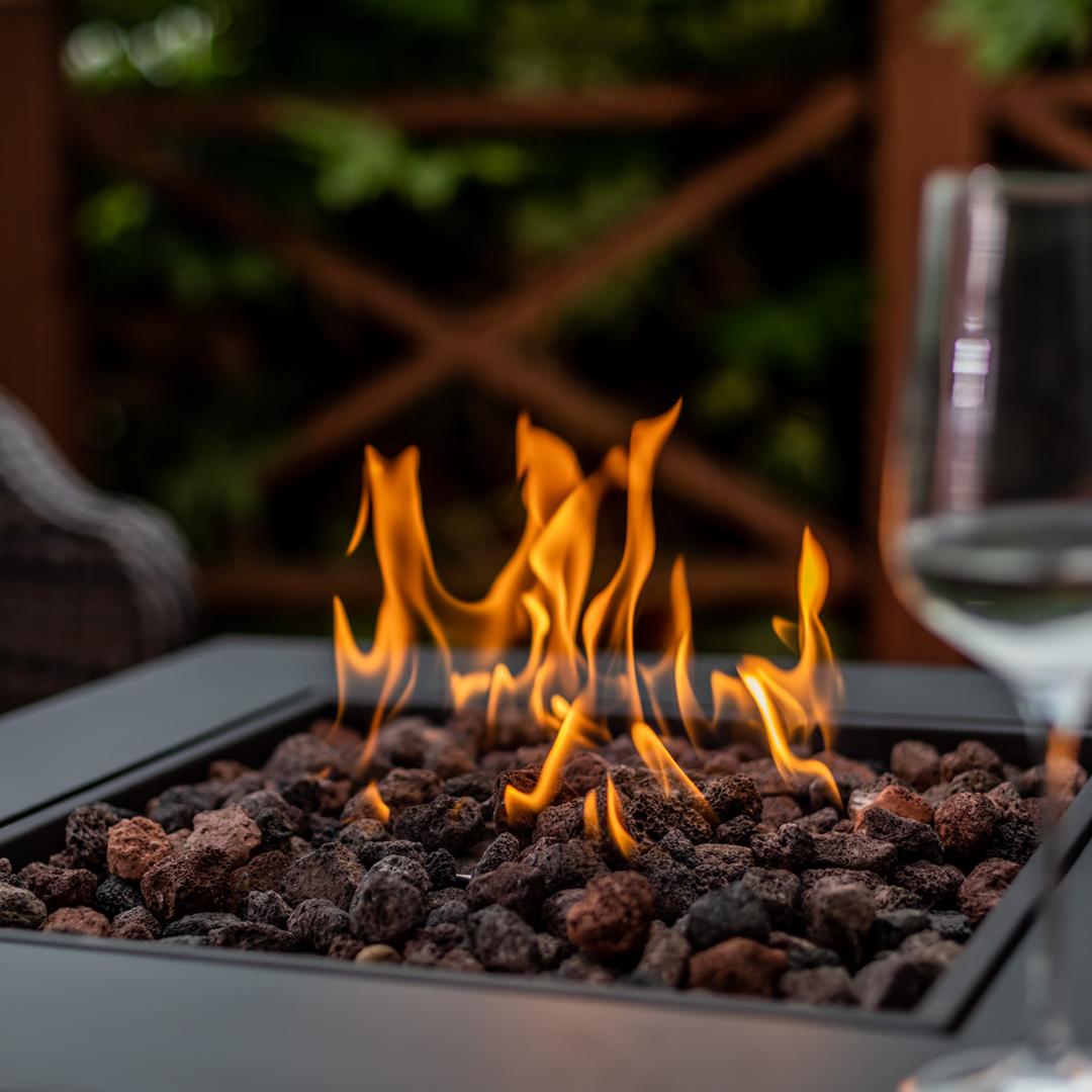 Black Square Propane Fire Pit Table