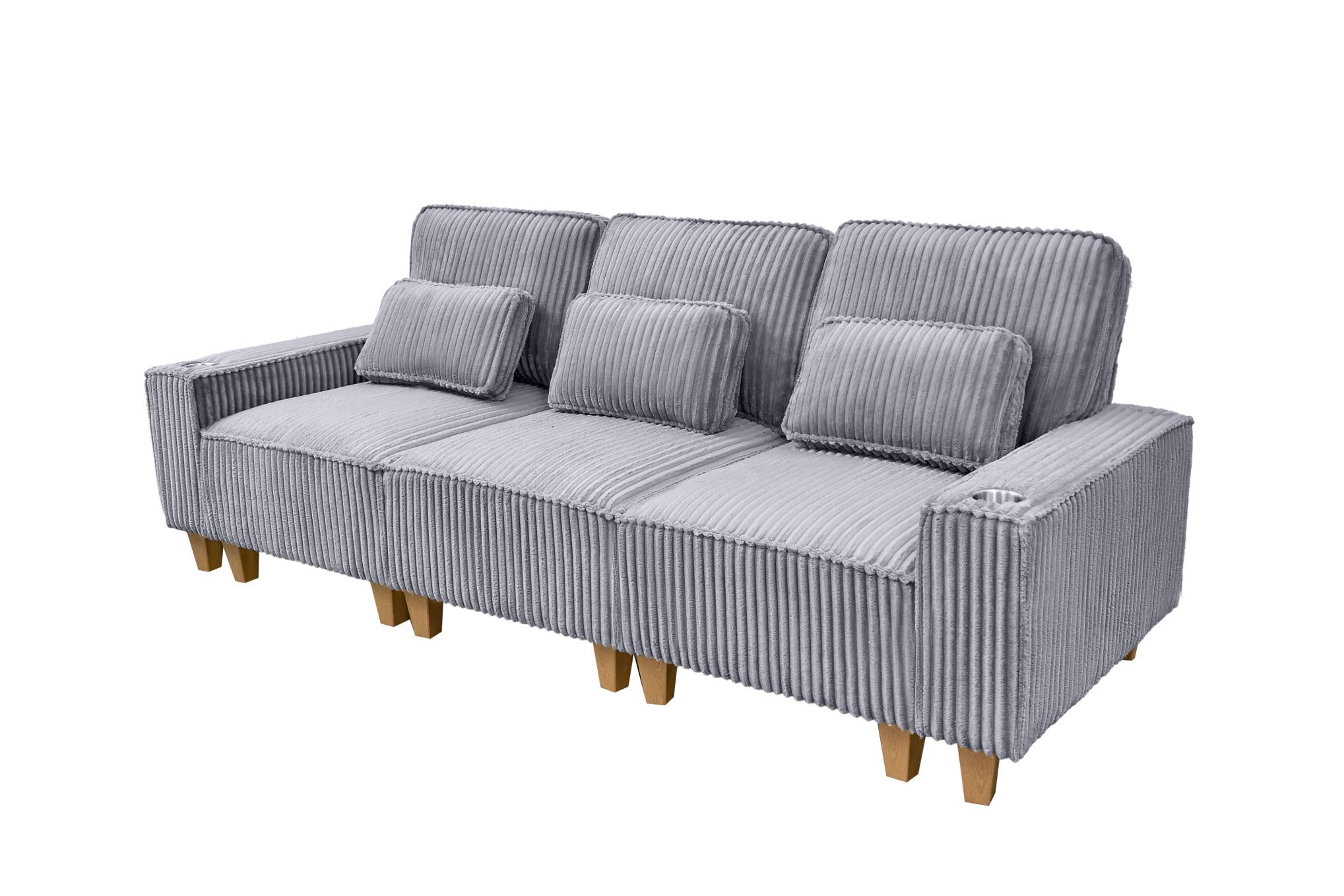 Modern Cool-Toned Gray Corduroy Upholstered Sofa - Nova Sofa