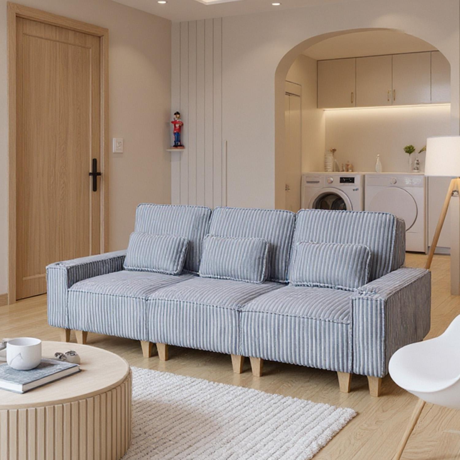 Modern Cool-Toned Gray Corduroy Upholstered Sofa - Nova Sofa