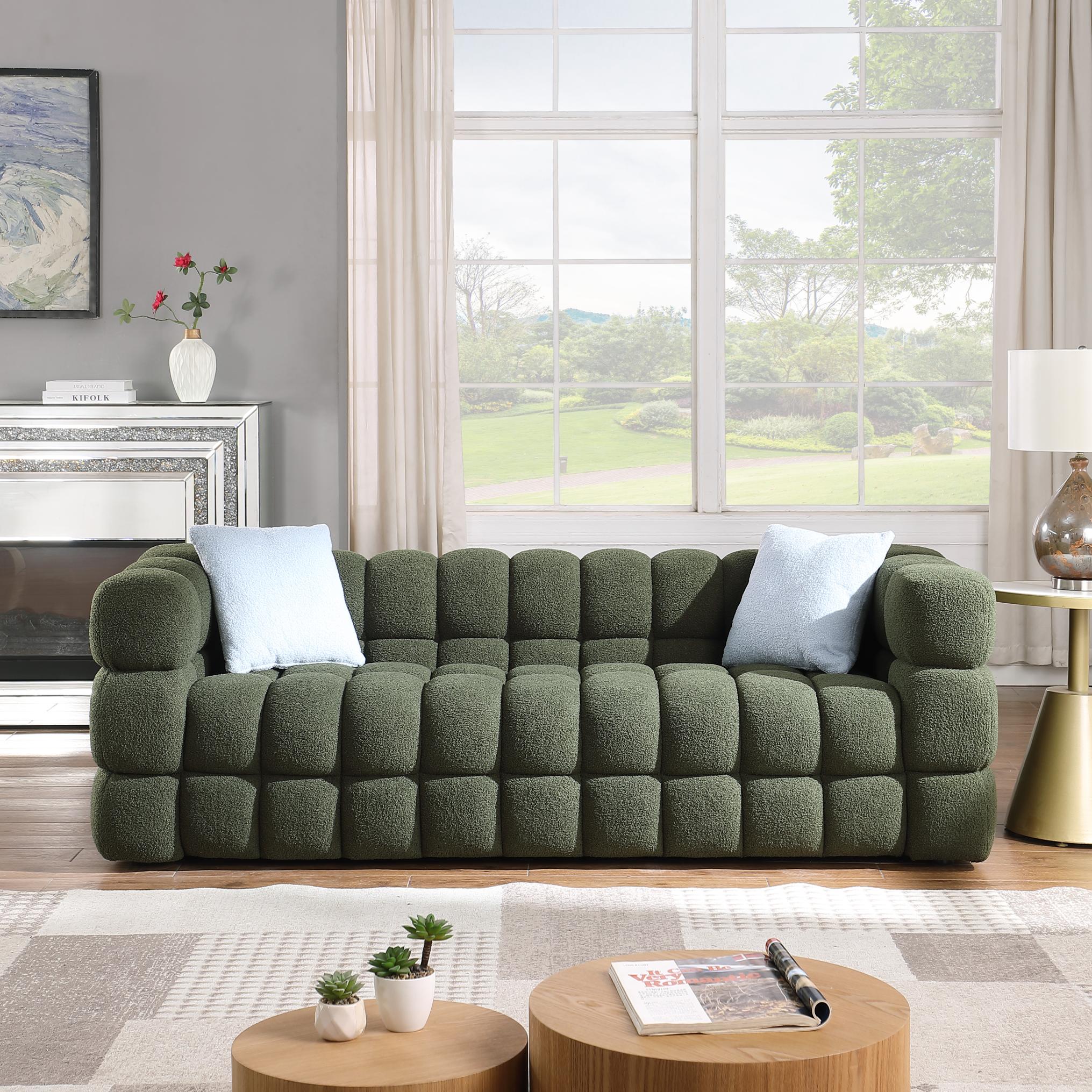 Green Marshmallow Sofa ,3 seater