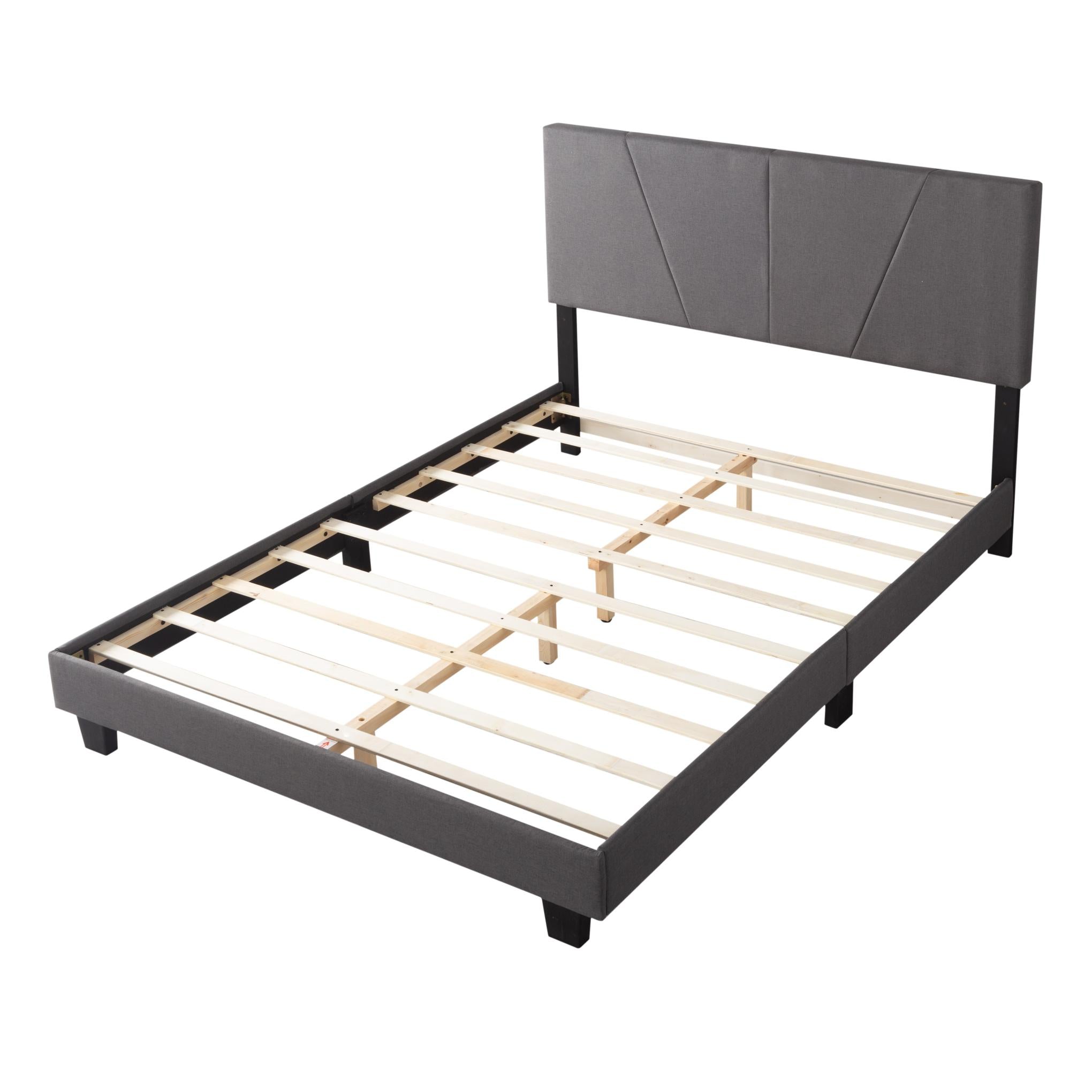 Dark Gray Queen Size Platform Bed Frame