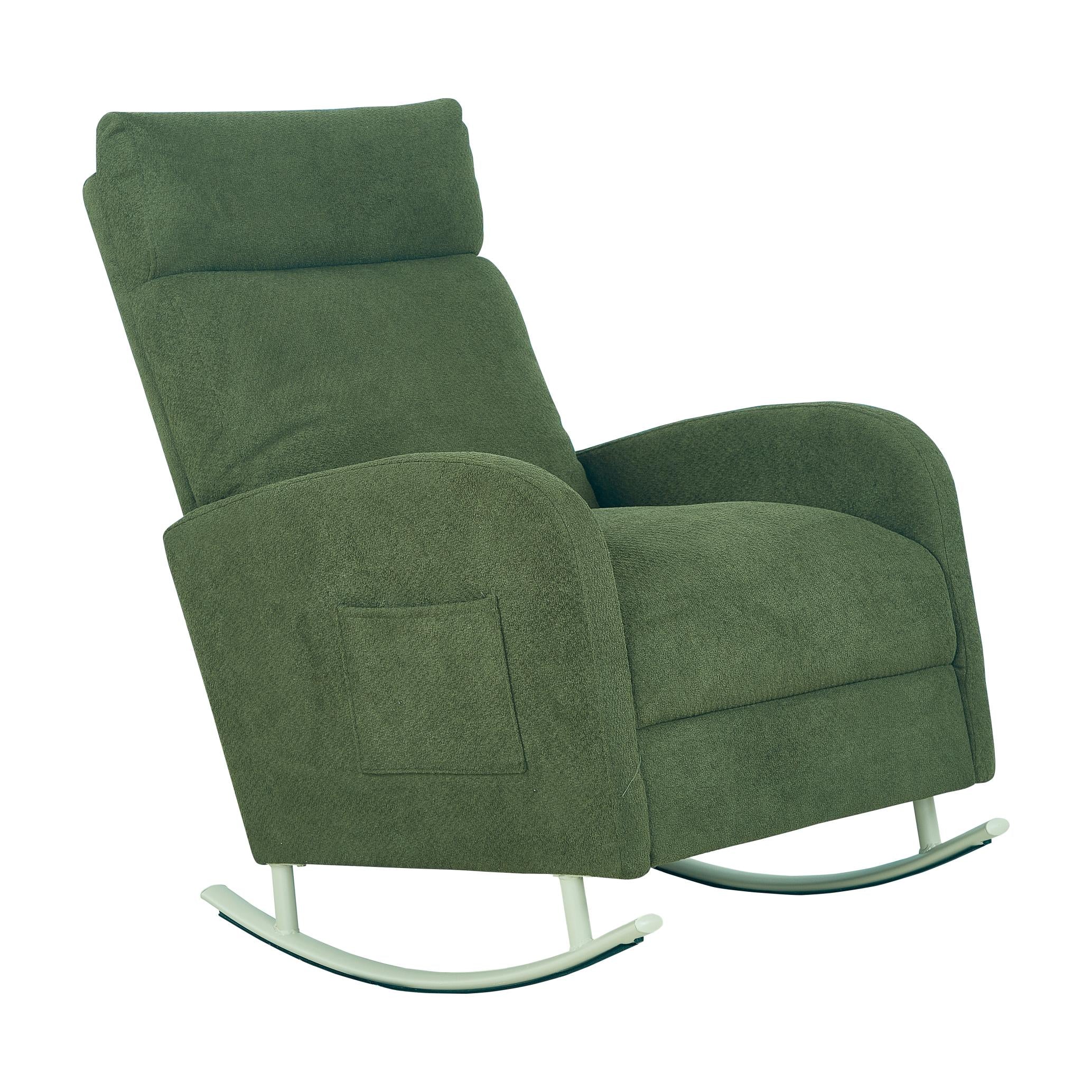 Green Nursery Rocking Accent Chair withSide pocket