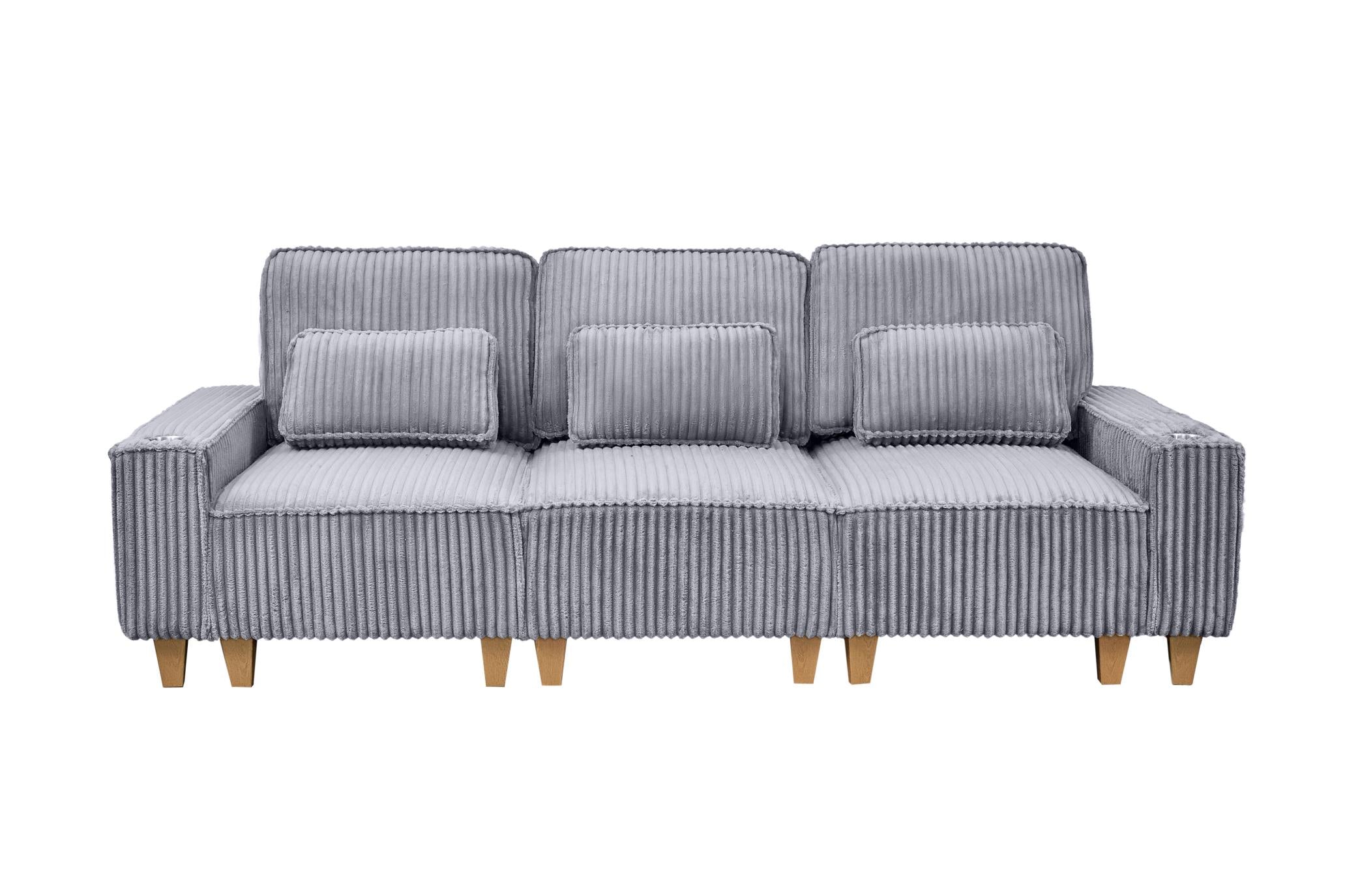Modern Cool-Toned Gray Corduroy Upholstered Sofa - Nova Sofa