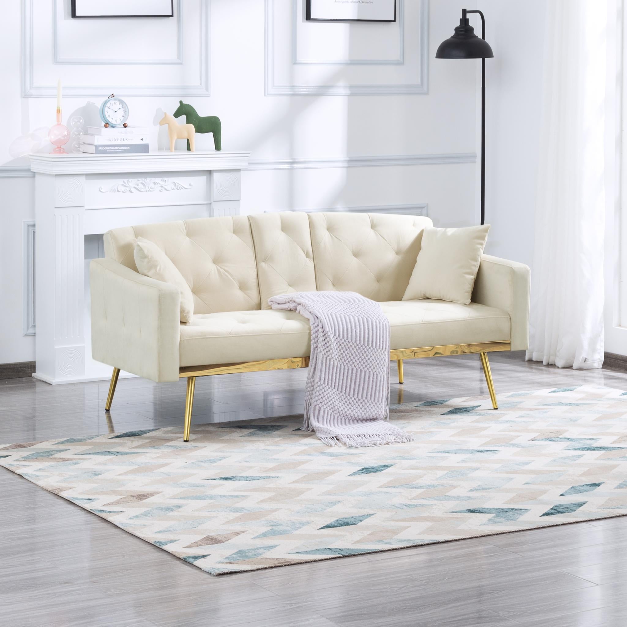 Creme Futon Sofa bed