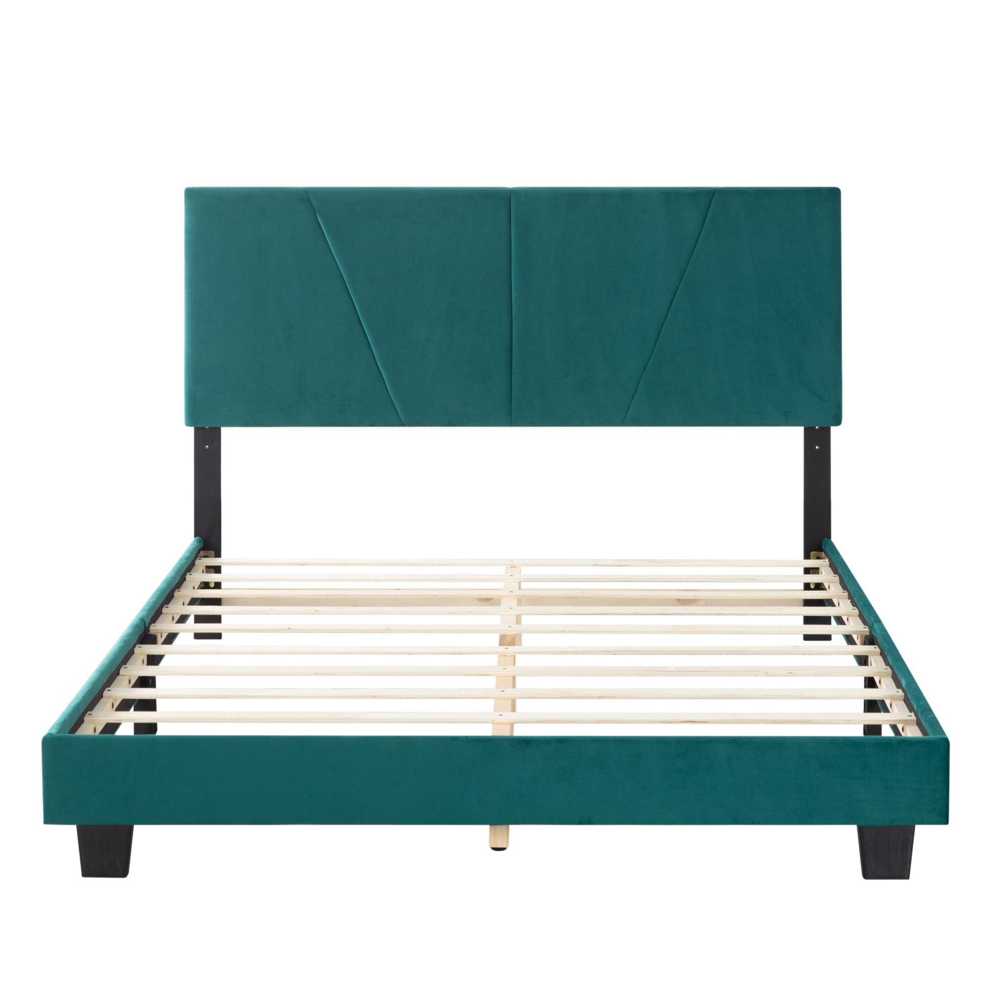 Green Queen Size Platform Bed Frame
