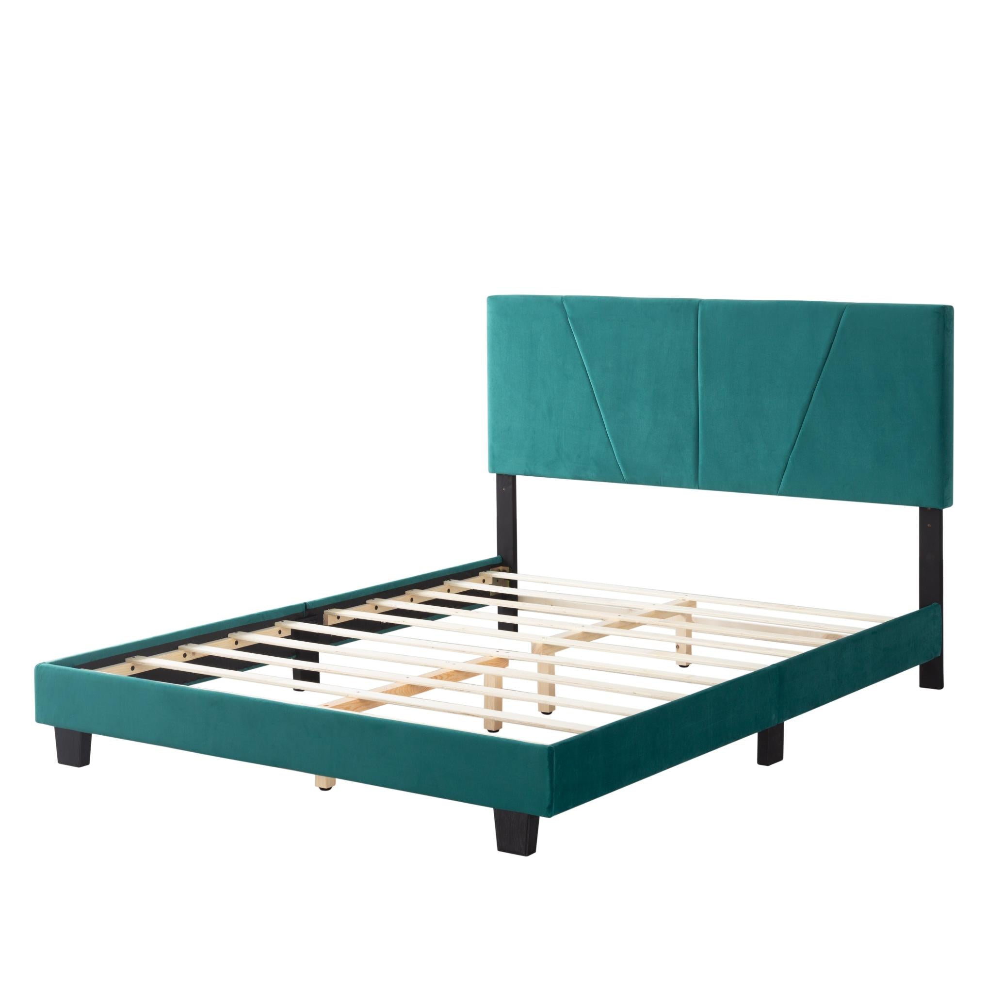 Green Queen Size Platform Bed Frame