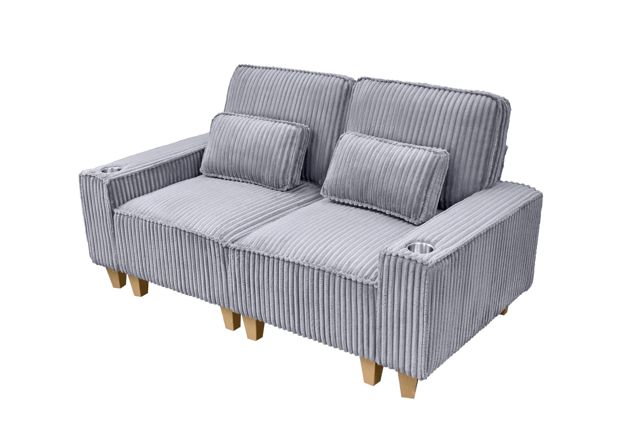 Cool-Tone Gray Corduroy Nova Love Seat