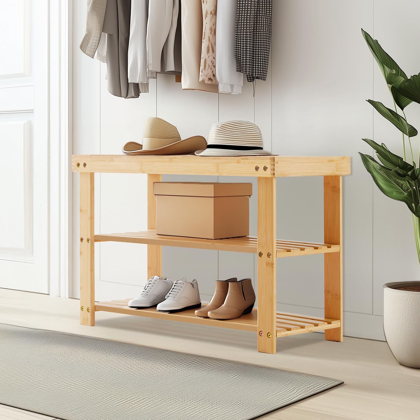 3-Tier Bamboo Shoe Rack Bench