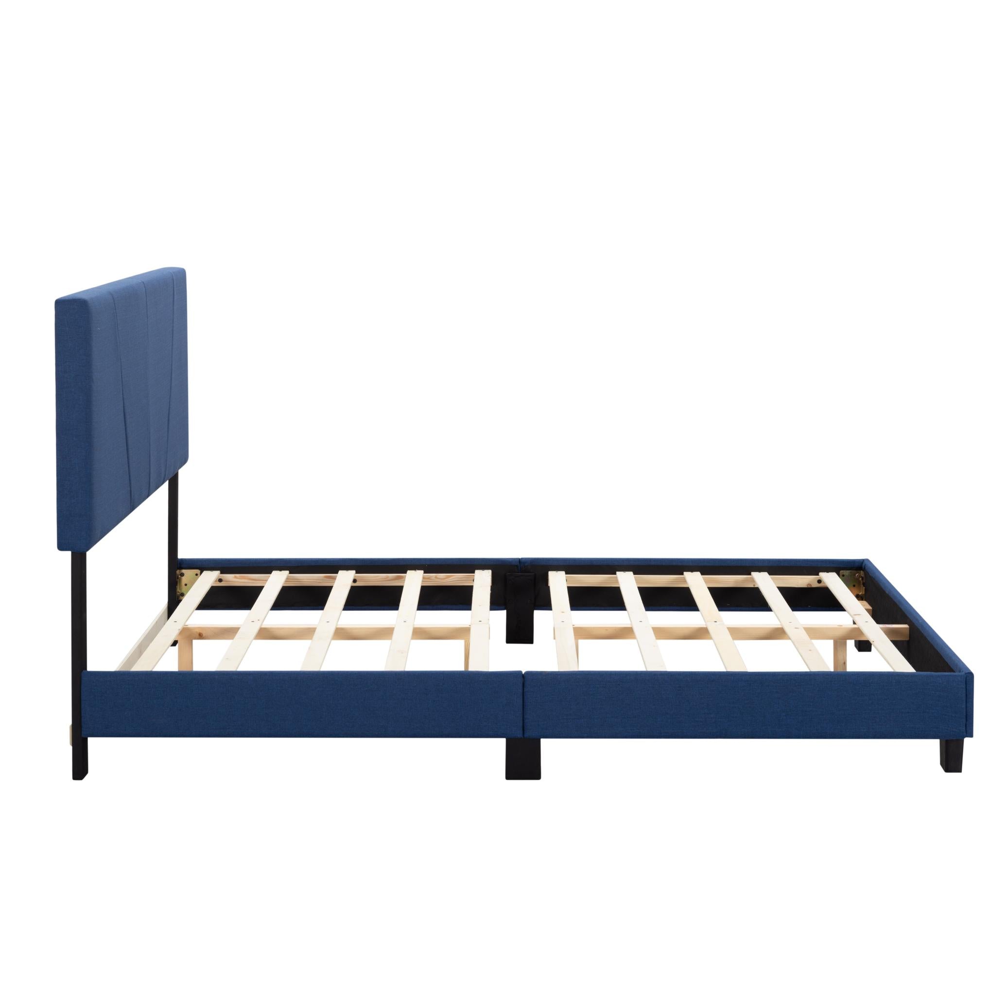 Royal Blue Queen Size Platform Bed Frame