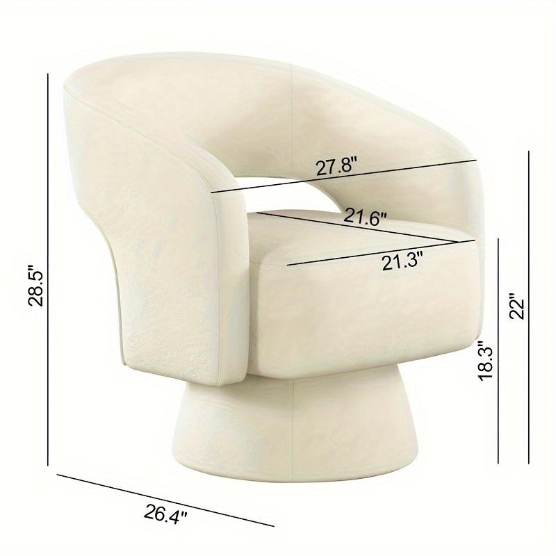Creme Modern Velvet Swivel Barrel Chair – 360° Rotating Accent Chair