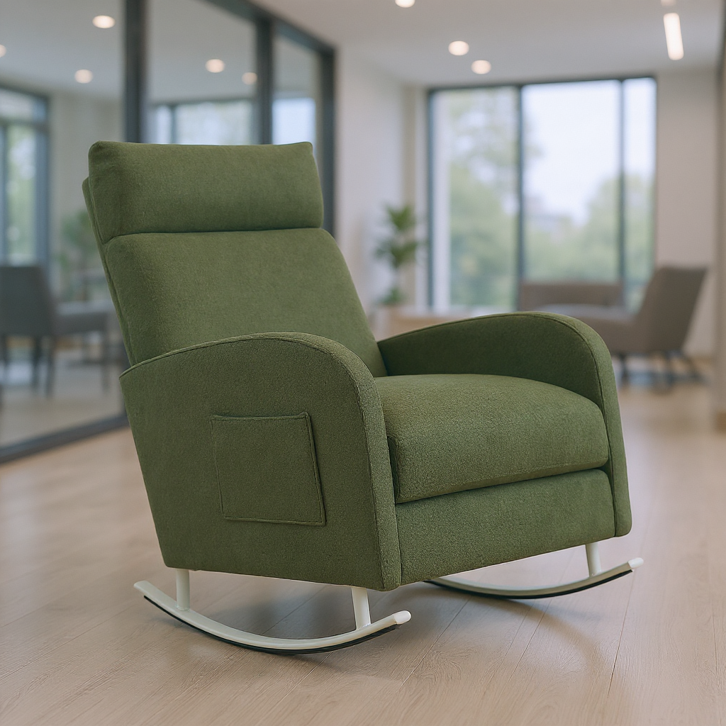 Green Nursery Rocking Accent Chair withSide pocket
