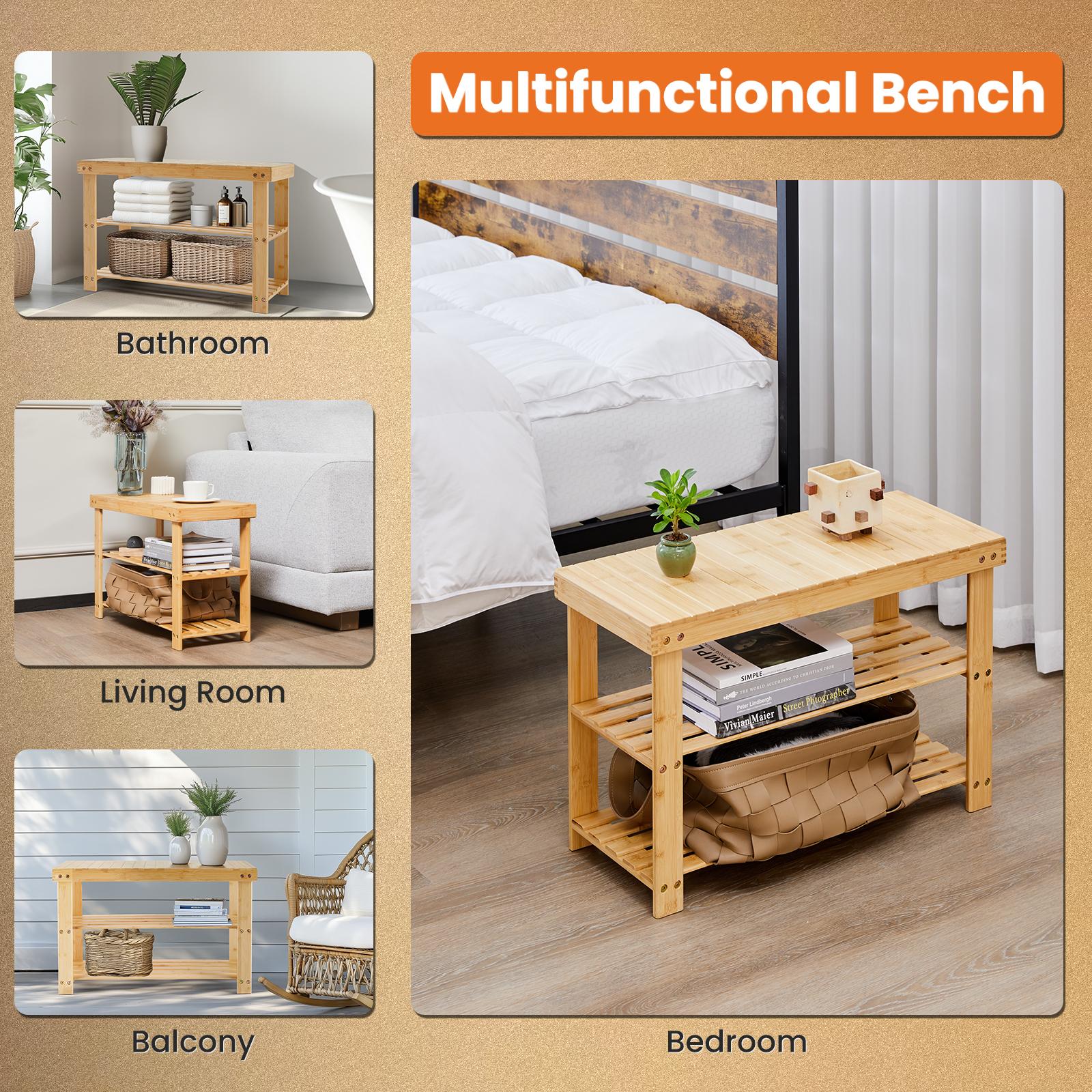 3-Tier Bamboo Shoe Rack Bench